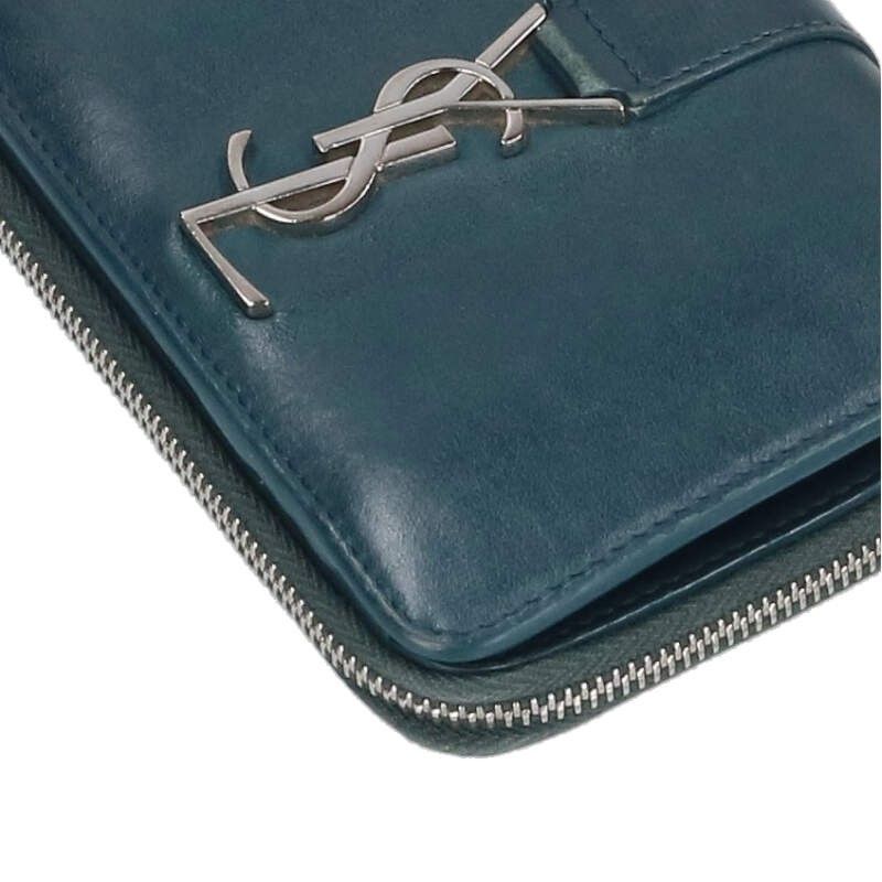 Saint Laurent Paris 532867 Monogram Logo Compact Zip Wallet Purse Women