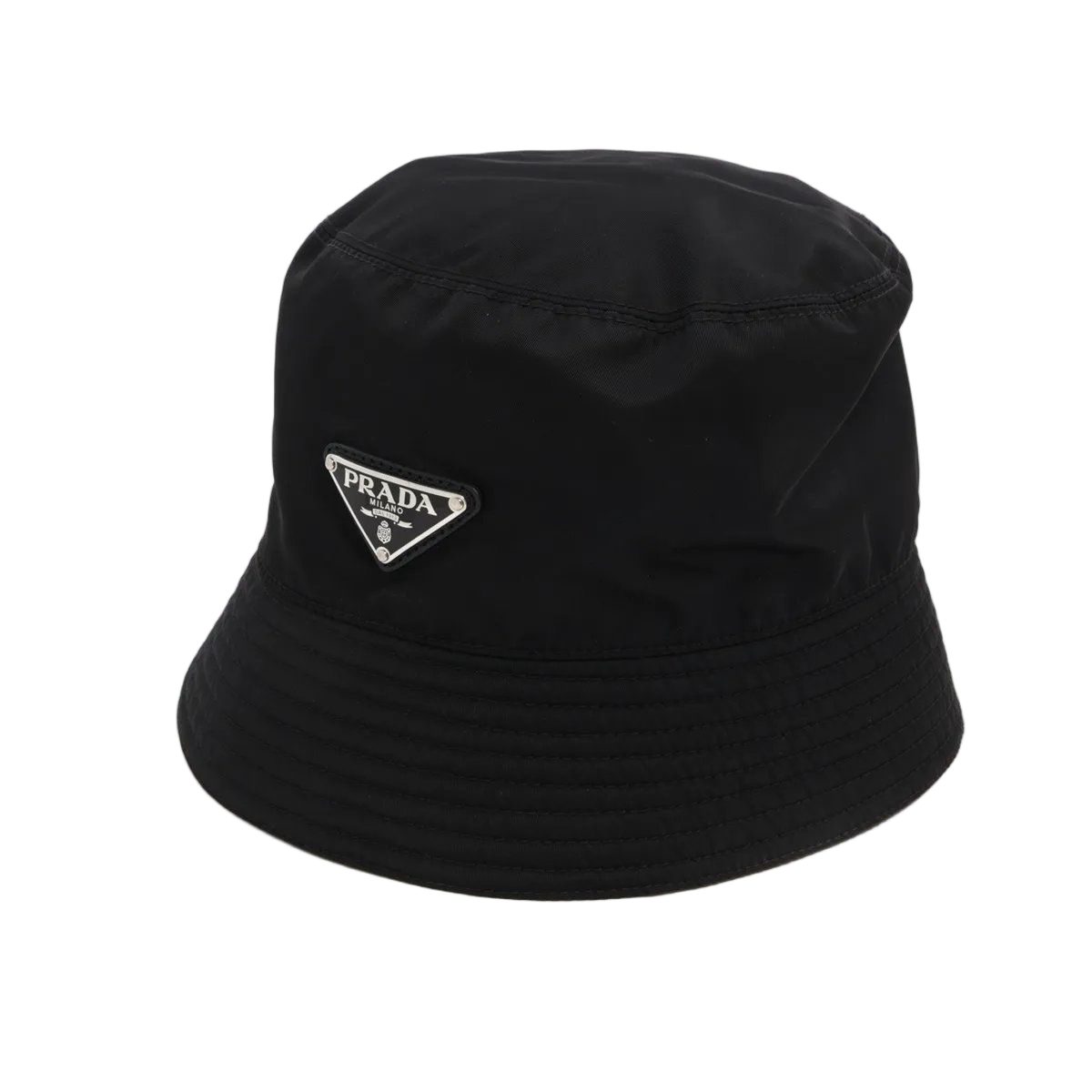 Prada Tag Re-Nylon Triangle Logo Bucket Hat M Hat Black