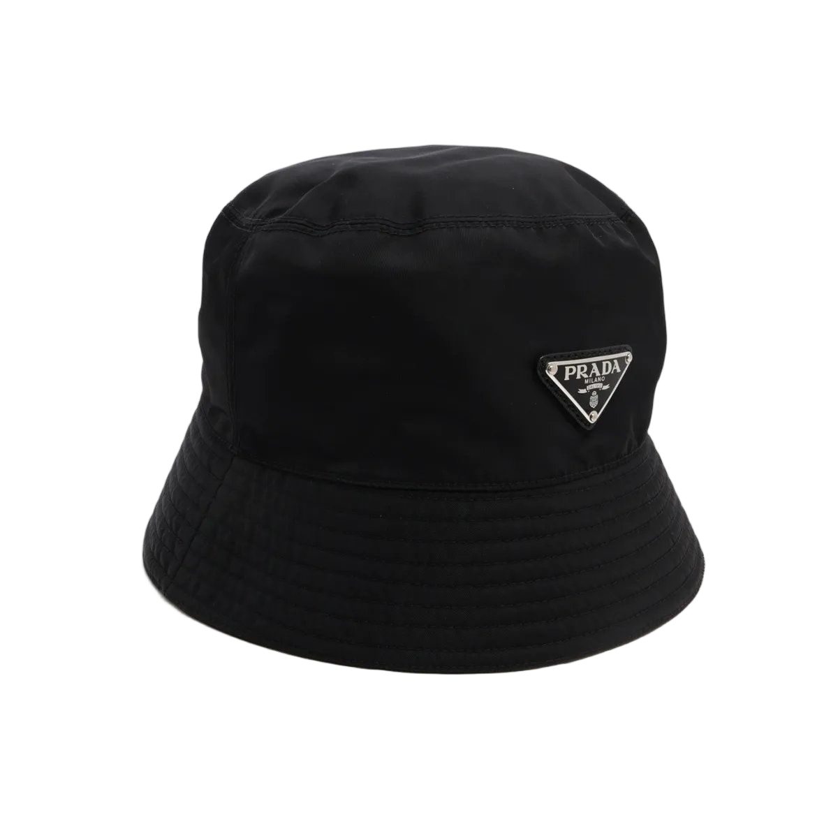 Prada Tag Re-Nylon Triangle Logo Bucket Hat M Hat Black — view 2
