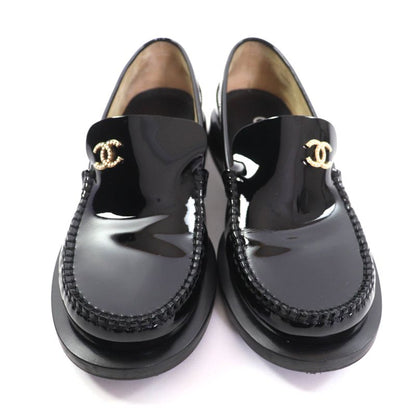 CHANEL 22B G39447 F Patent Leather Loafer With Pearl Coco Mark Black 34.5 With