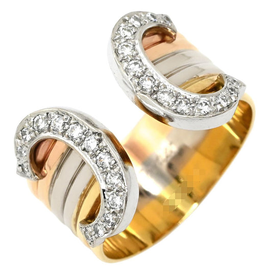Cartier Ring 2C Three Color Diamond Yellow Gold Pink White 53 Double C C2