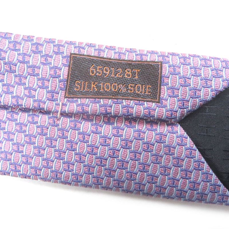 Hermes 659128t 100% Silk H Logo All-over Pattern Silk Twill Tie Regular Tie