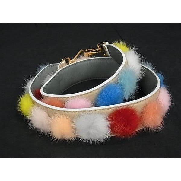 Fendi Strap You Fur and Leather Shoulder for Bag Beige — view 2
