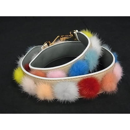 Fendi Strap You Fur and Leather Shoulder for Bag Beige — view 2