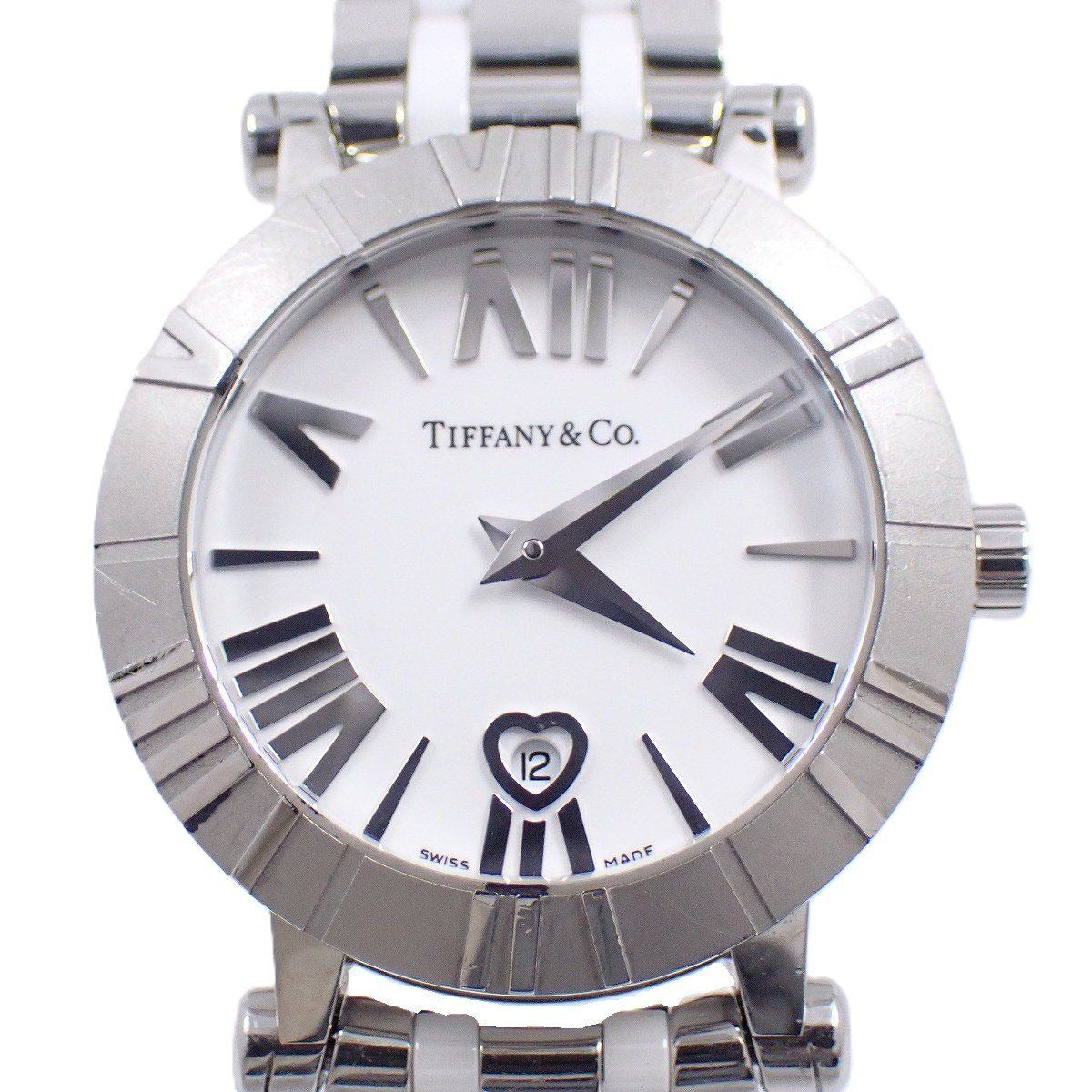 Tiffany & Co. Atlas Quartz Watch White Ceramic SS Dial
