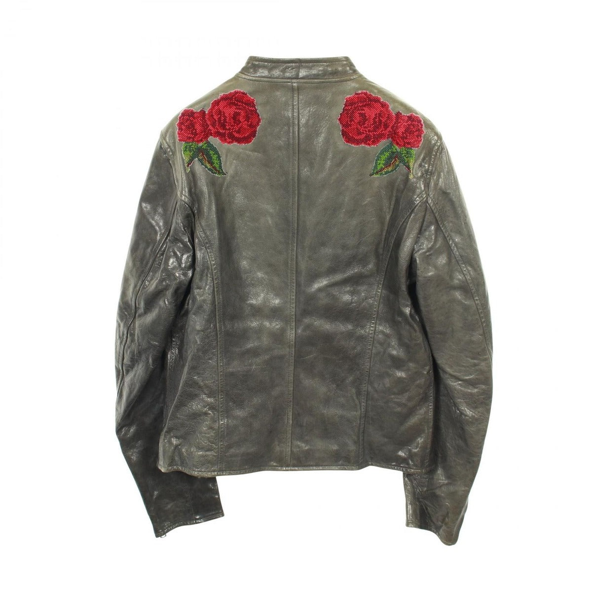Dolce & Gabbana Leather Jacket Khaki Multi-color — view 2