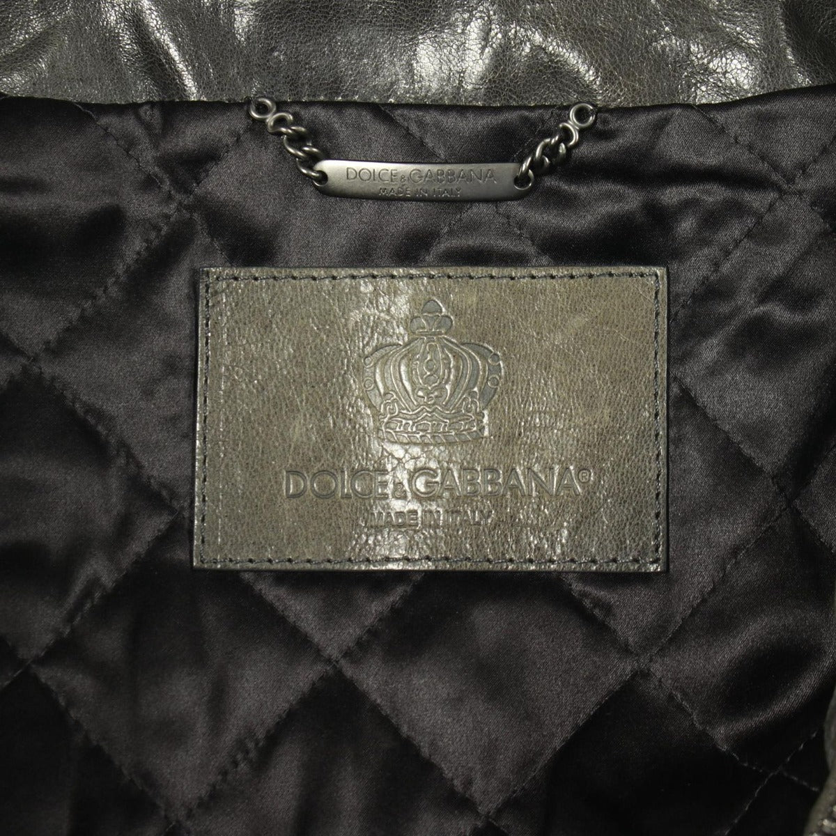 Dolce & Gabbana Leather Jacket Khaki Multi-color — view 3