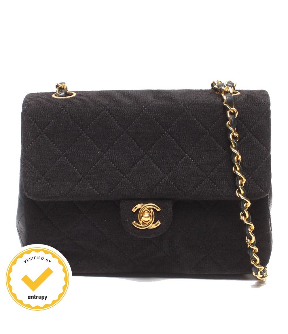 Chanel Chain Shoulder Bag Gold Mini Quilted Single Flap Lambskin Cotton