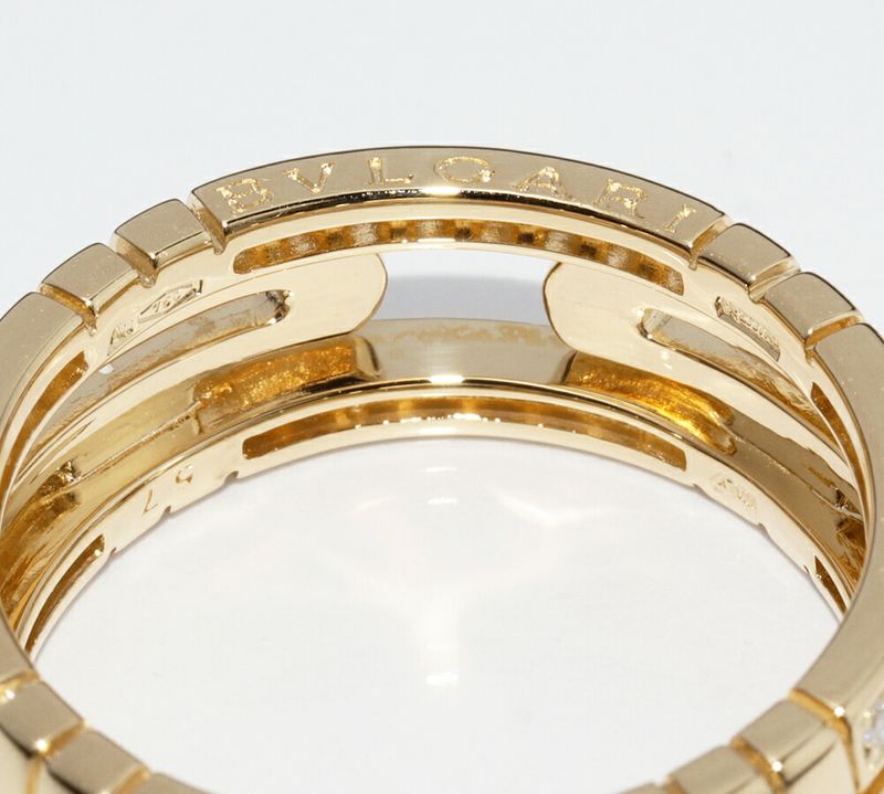 Bulgari Ring 18K Yellow Gold Diamond Open Work Parentesi Ring