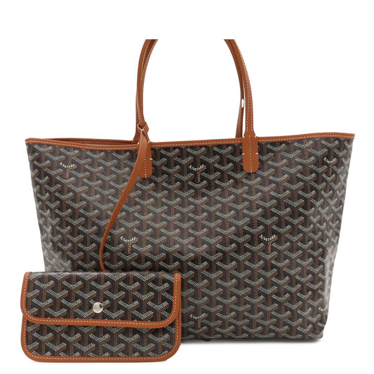 Goyard Saint Louis PM Black Natural Canvas Leather Tote Bag