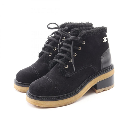 Chanel Boots CC Logo Suede Leather