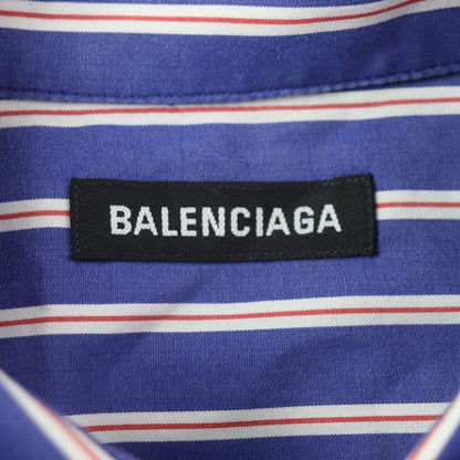 Balenciaga 21SS 642265 100% Cotton Stripe Logo Embroidery Oversized Long