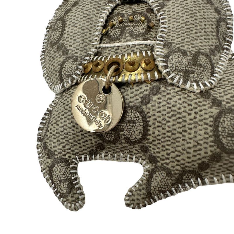 Gucci Key Holder Women's Men's Brand GG Plus Guccioli Bulldog Gray Bulldog Cute