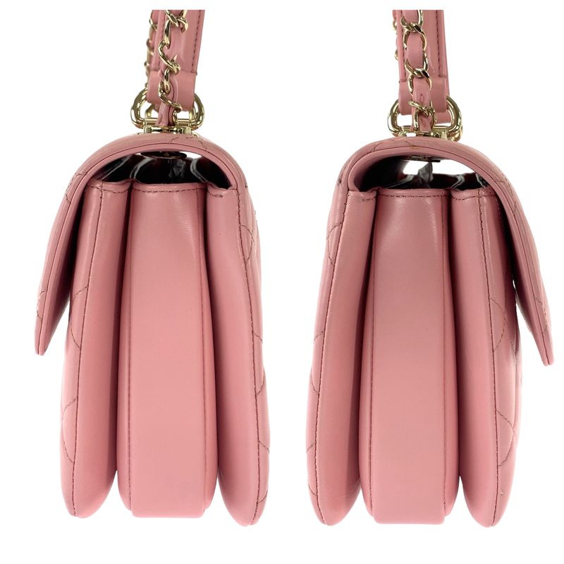 Chanel Matelasse Coco Mark Turnlock Logo Plate Pink Lamb Skin Chain Shoulder