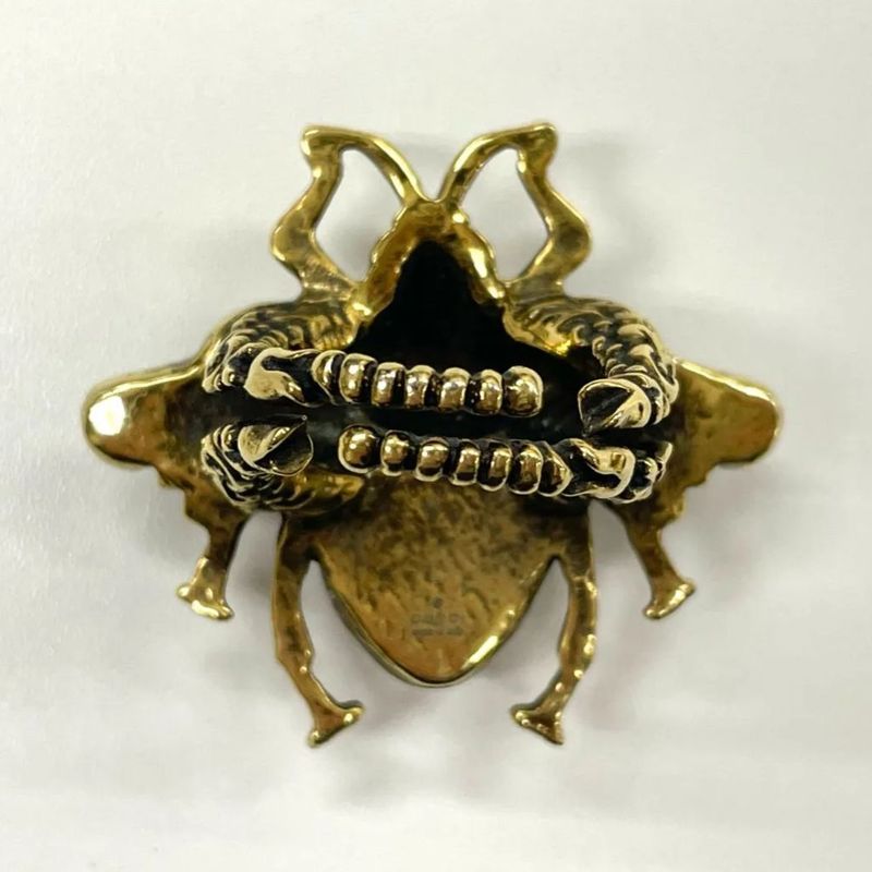 Gucci Bee Ring S (actual Size 12.5) GP X Rhinestone X Faux Pearl Gold Made In