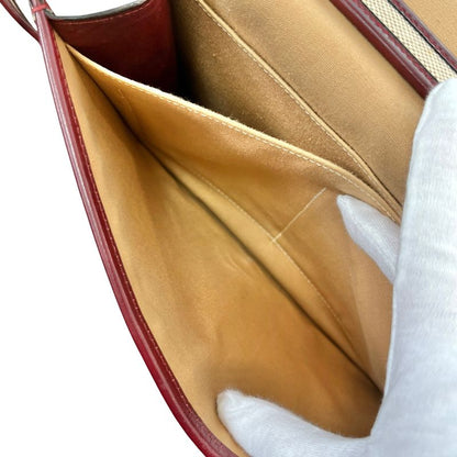 Hermes Shoulder Bag Toile Ashe Canvas Leather Beige