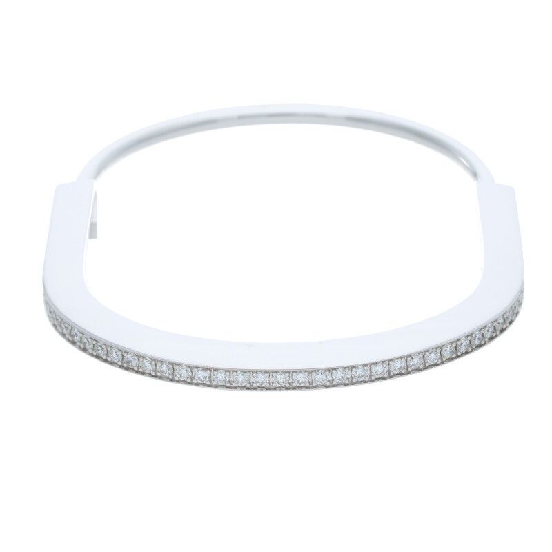 Tiffany & Co Tiffany & Co Lock Narrow 18K White Gold Diamond Bangle Ladies M