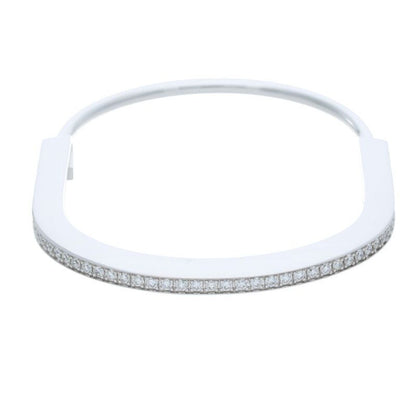 Tiffany & Co Tiffany & Co Lock Narrow 18K White Gold Diamond Bangle Ladies M