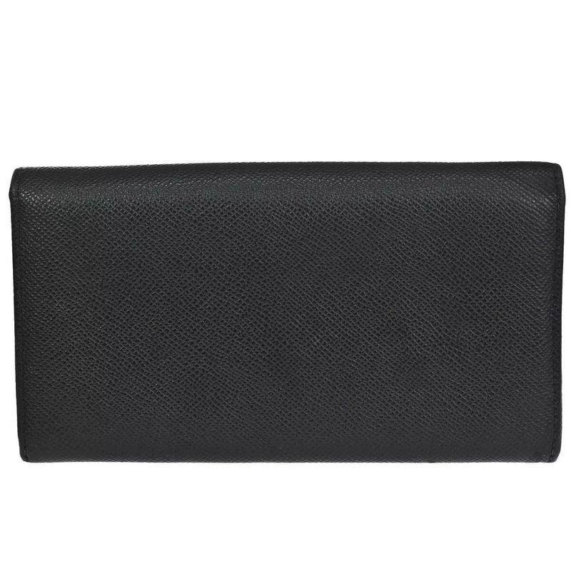 Bvlgari Logo Long Wallet Fold Wallet Black Silver 07bs058