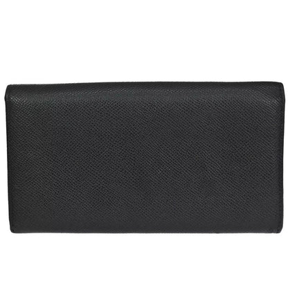 Bvlgari Logo Long Wallet Fold Wallet Black Silver 07bs058