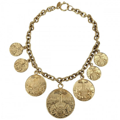 Chanel Necklace CC Logo Coco Chain Vintage Round Coin Motif Medal