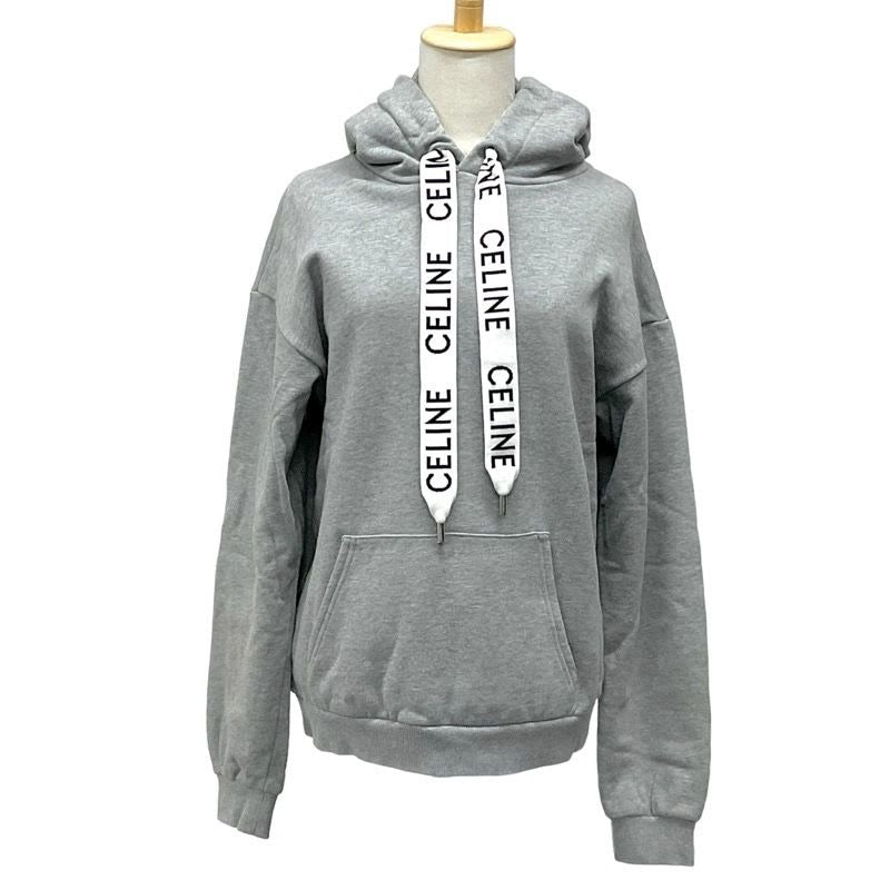 Celine Top Cotton Gray Logo Loose Hoodie