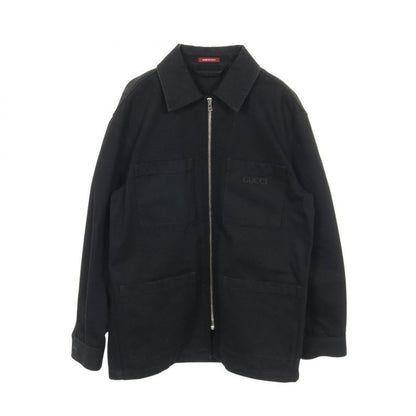 Gucci Denim Jacket Rhinestone Logo Zip Up Other