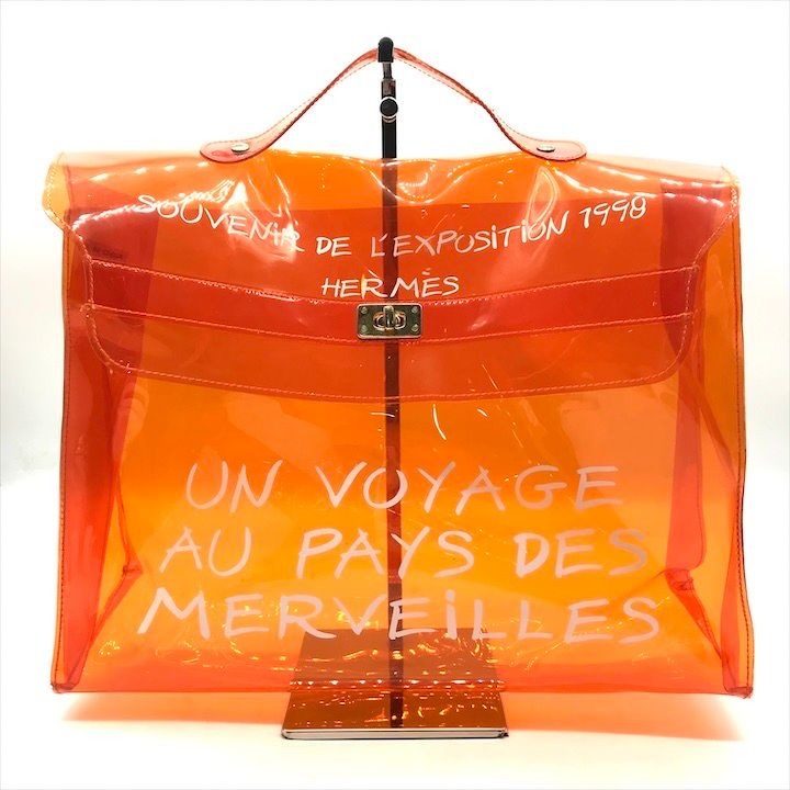 Hermes Vinyl Kelly Hand Bag Orange