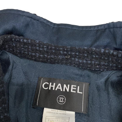 Chanel Jacket Size 42 L Women's P19831 Black And Navy Lame / Long Sleeves /