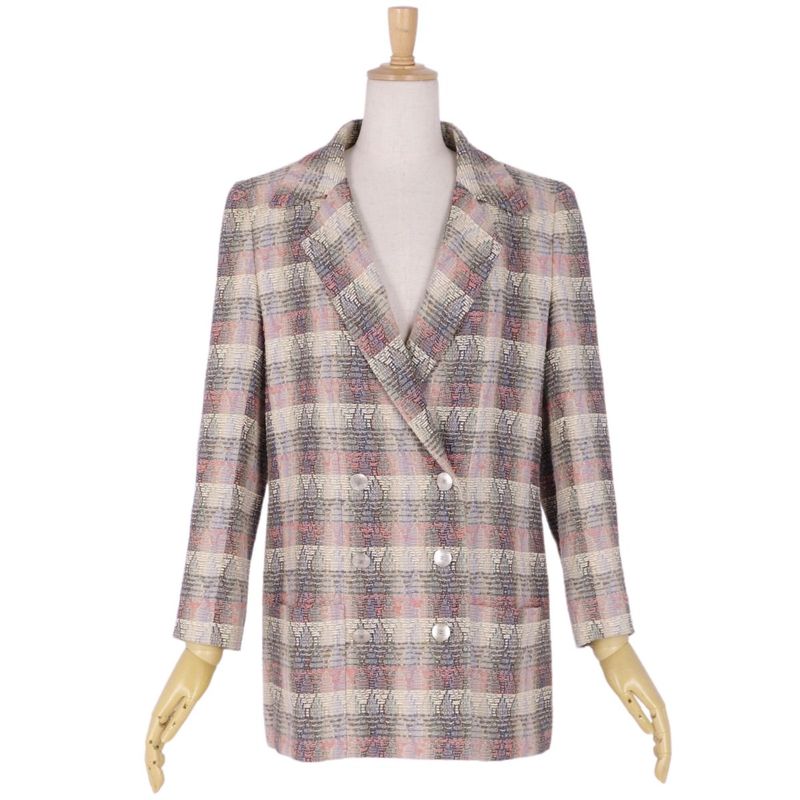 Vintage Chanel 98P Jacket Tailored Jacket Double Breasted Coco Mark Tweed