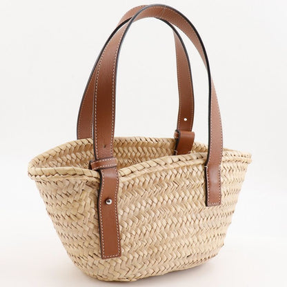 Loewe Basket Bag Small Bag Raffia X Leather Brown Women's Tote Bag