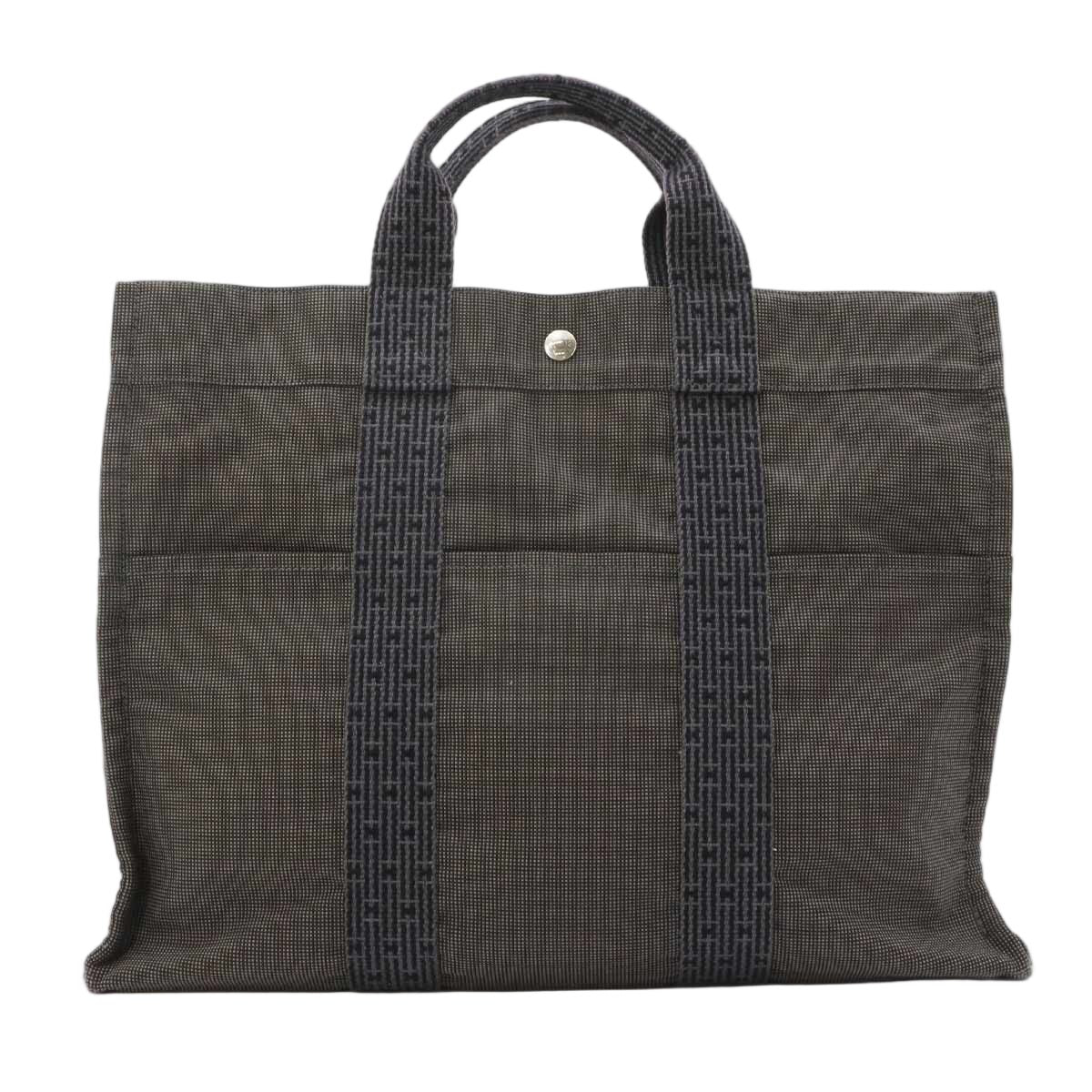 Hermes Her Line MM Tote Canvas Gray Silver Herline MM
