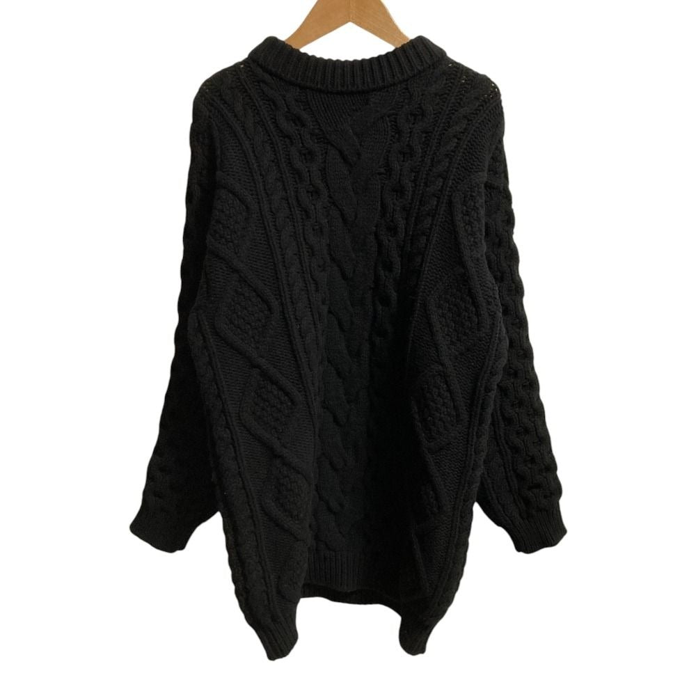 Celine Wool Cashmere Aran Cable Knit Sweater S Black