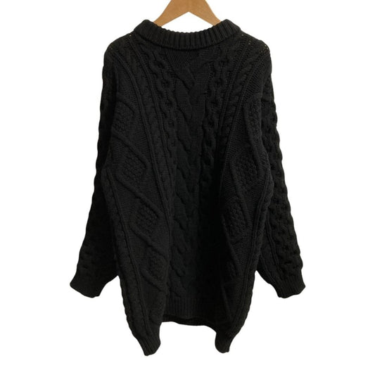 Celine Wool Cashmere Aran Cable Knit Sweater S Black