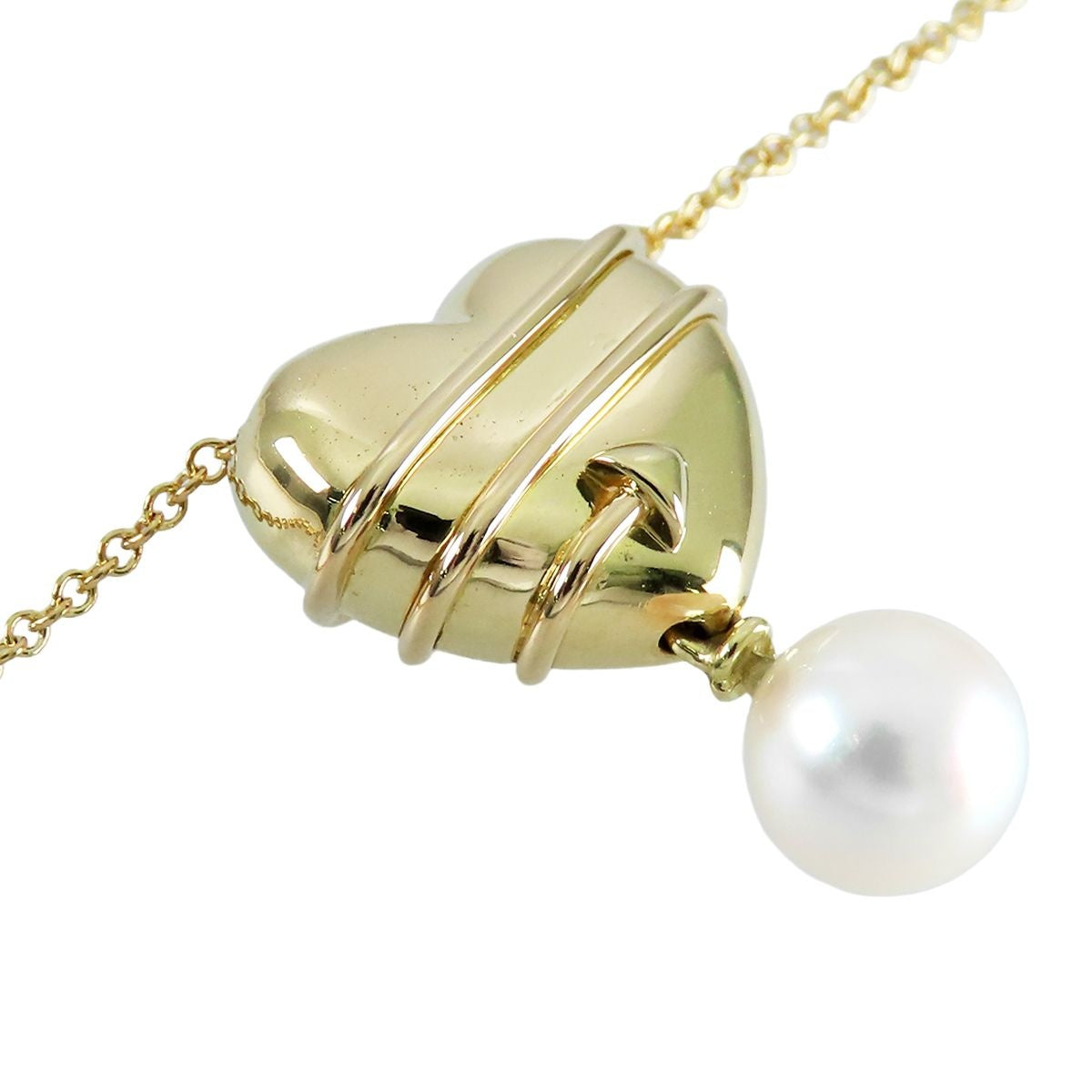 Tiffany & Co Heart Arrow Necklace Yellow Gold 18k Akoya Pearl Pendant — view 3