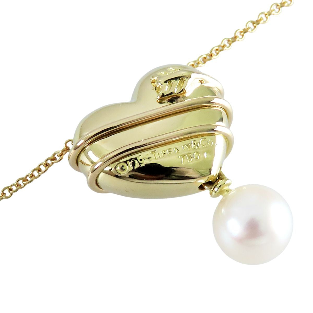 Tiffany & Co Heart Arrow Necklace Yellow Gold 18k Akoya Pearl Pendant — view 4