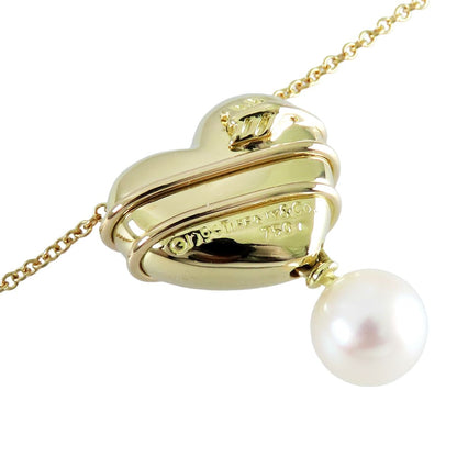 Tiffany & Co Heart Arrow Necklace Yellow Gold 18k Akoya Pearl Pendant — view 4
