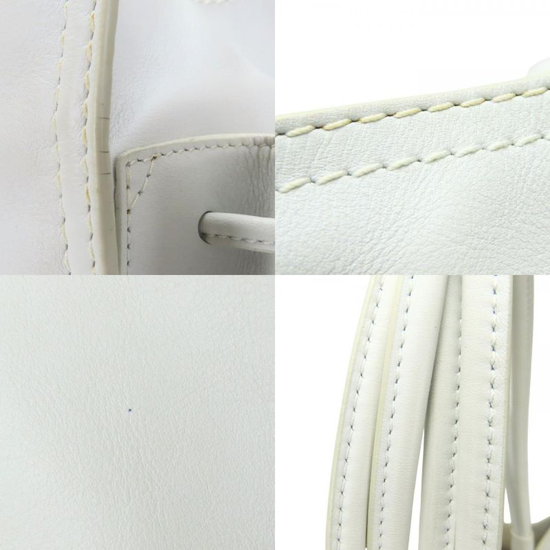 Loewe Tote Bag Crown Logo Stitch Leather Plastic White Studded Shopper Tote