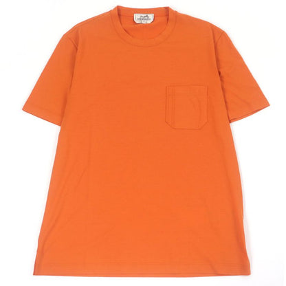 Hermes 100% Cotton H Logo Embroidery Crew Neck Short Sleeve Pocket T-shirt Cut