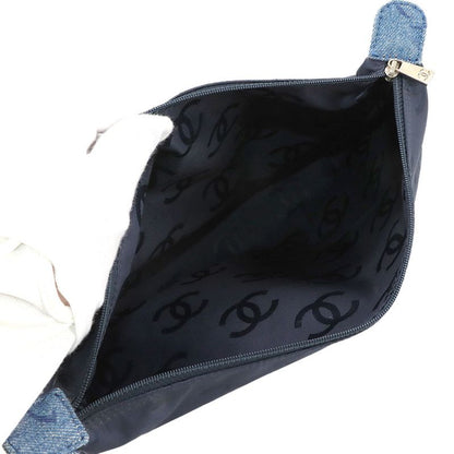 Chanel Plastic Chain Tote Bag Denim Blue Vintage Silver Hardware Coco Mark Tote