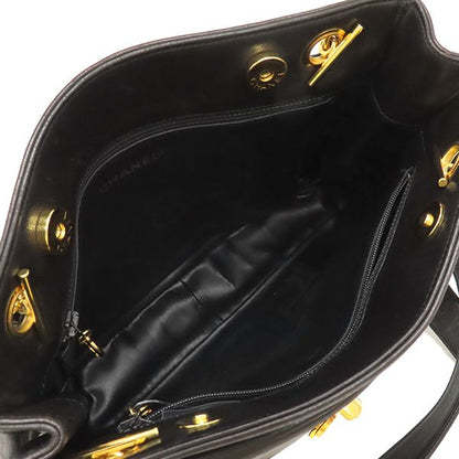 Chanel Shoulder Bag Coco Mark Lambskin Black Gold Hardware Chain Shoulder