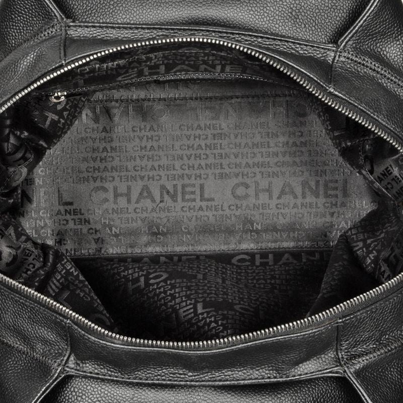 Chanel Coco Mark Choco Bar Tote Bag Caviar Skin Black