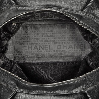 Chanel Coco Mark Choco Bar Tote Bag Caviar Skin Black