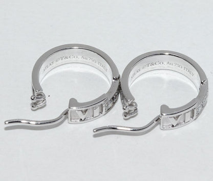 Tiffany & Co Earrings 18K White Gold Diamond 6P Atlas Hoop Earrings