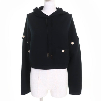 CHANEL P72799k10443 100% Cashmere Coco Mark Button 2WAY Cropped Knit Hoodie