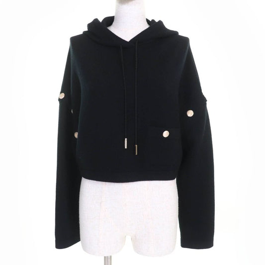 CHANEL P72799k10443 100% Cashmere Coco Mark Button 2WAY Cropped Knit Hoodie