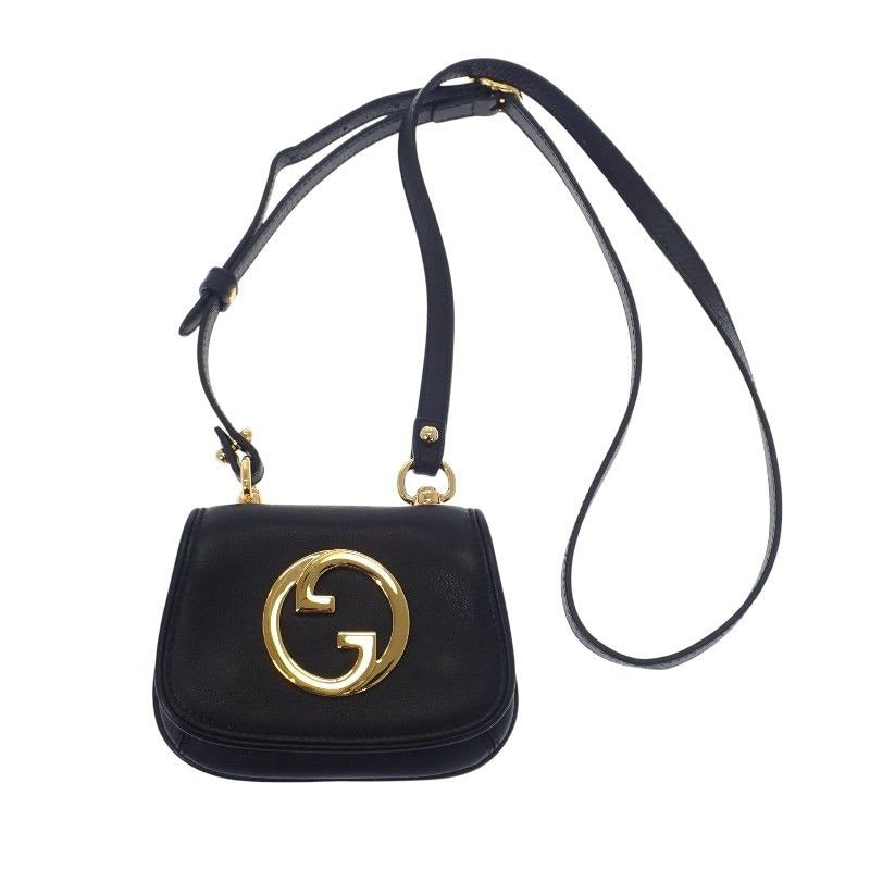Gucci Blondie Card Case Leather Black Gold Hardware