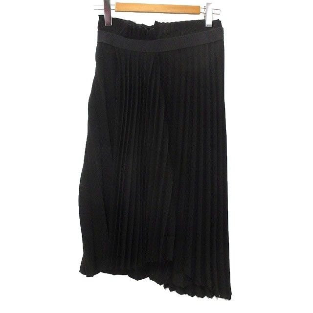 Balenciaga Pleated Skirt Logo Jacquard 38 Black Asymmetric