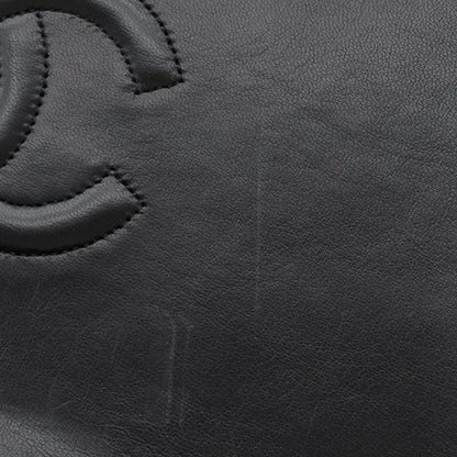 Chanel Shoulder Bag Matelasse Full Flap Lambskin Black Gold Hardware Black