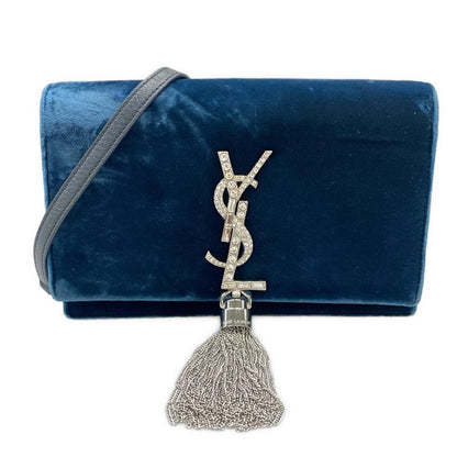 Saint Laurent Paris Wallet Blue Chain Bijou Leather